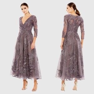 Mac Duggal 20336 Purple Embellished Wrap Over 3/4 Sleeve Dress Size 12 NWT